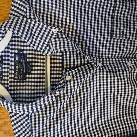 Abercrombie & Fitch "The Big Shirt: Hi-Low Hem Houndstooth pattern Men size L - Picture 2 of 12